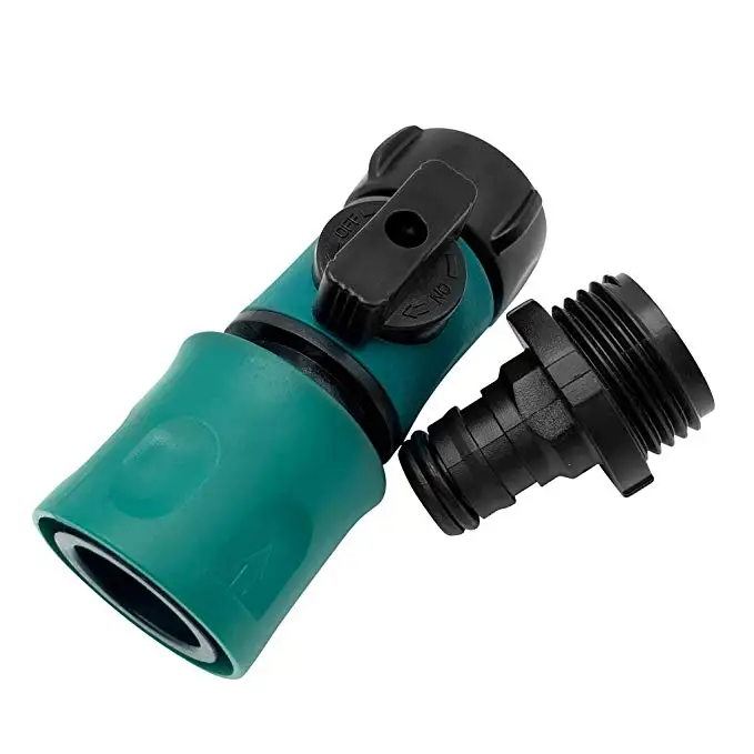 Garden Water Connectors Plastic Shut Off with quick release, inlet hose coupling