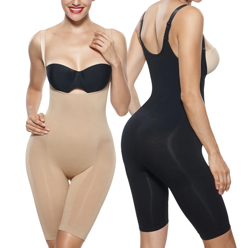 2022 Drop Shipping Tummy Control Shapewear for Women Seamless Firm Control Bodysuit Open Bust Mid Thigh Body Shaper Shorts