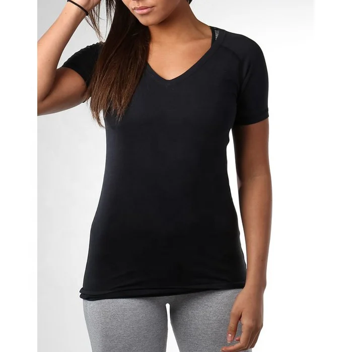 v neck plain ladies t shirts