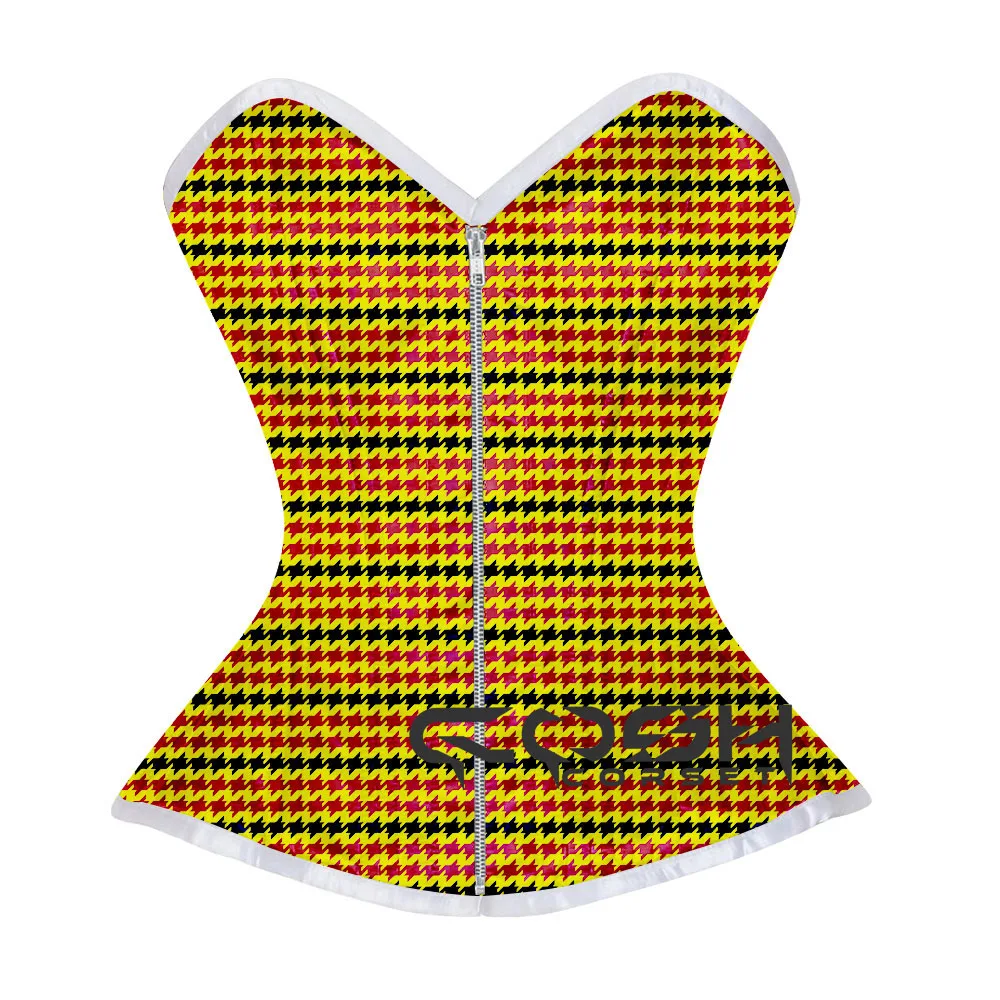 Sublimation Printed Corset With Zipper Up Over Bust Steel Boned Fall Romantic Outfit Extreme Curvy Bespoke Corset Bustier Top