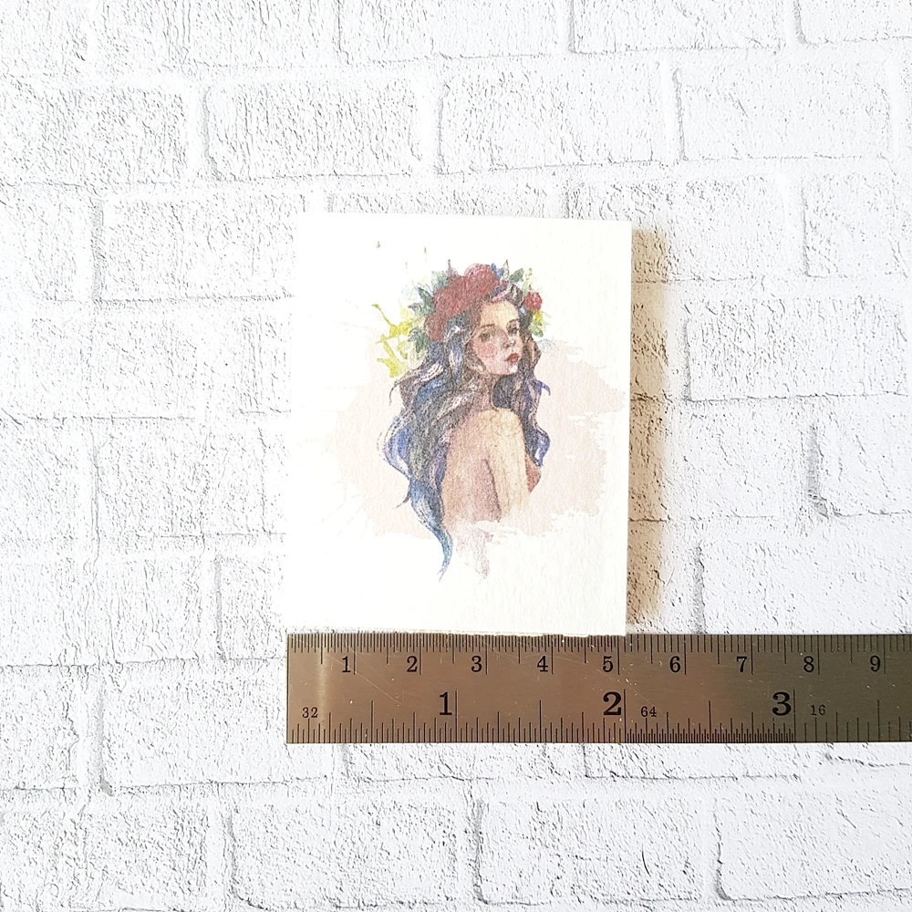 Dollhouse Miniatures Wall Decoration Water Color Woman Picture on Wood