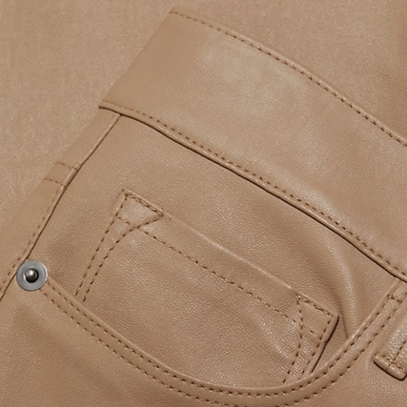 Get Your Street Swagger On with Hip Hop Style Camel PU Pants Perfect for Casual Wear and All Matching Looks