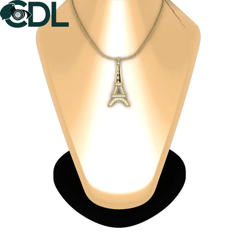 Eiffel Tower Shape Natural Diamond Pendant In 14kt White Yellow Rose Gold 2 Grams Jewelry