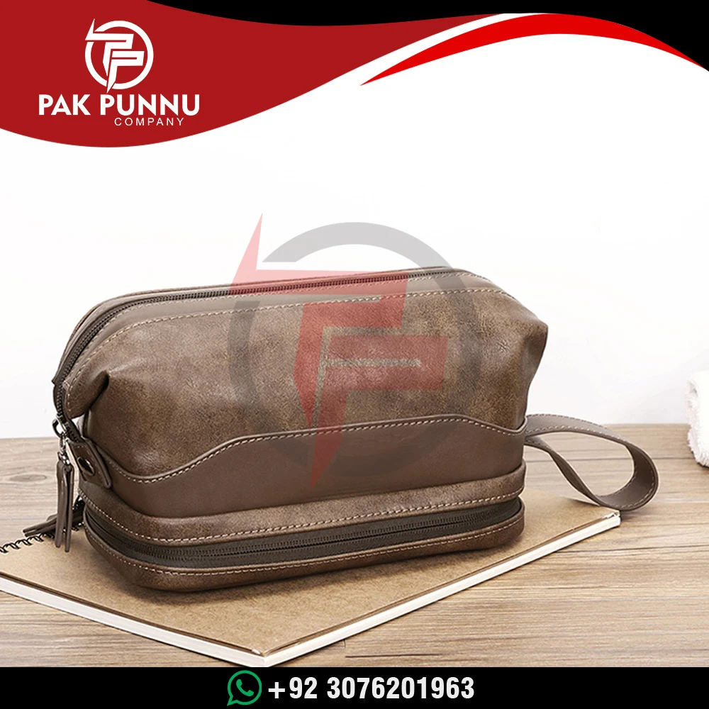 leather OEM travel toiletry bag, waterproof men wash bag Low MOQ Private Label