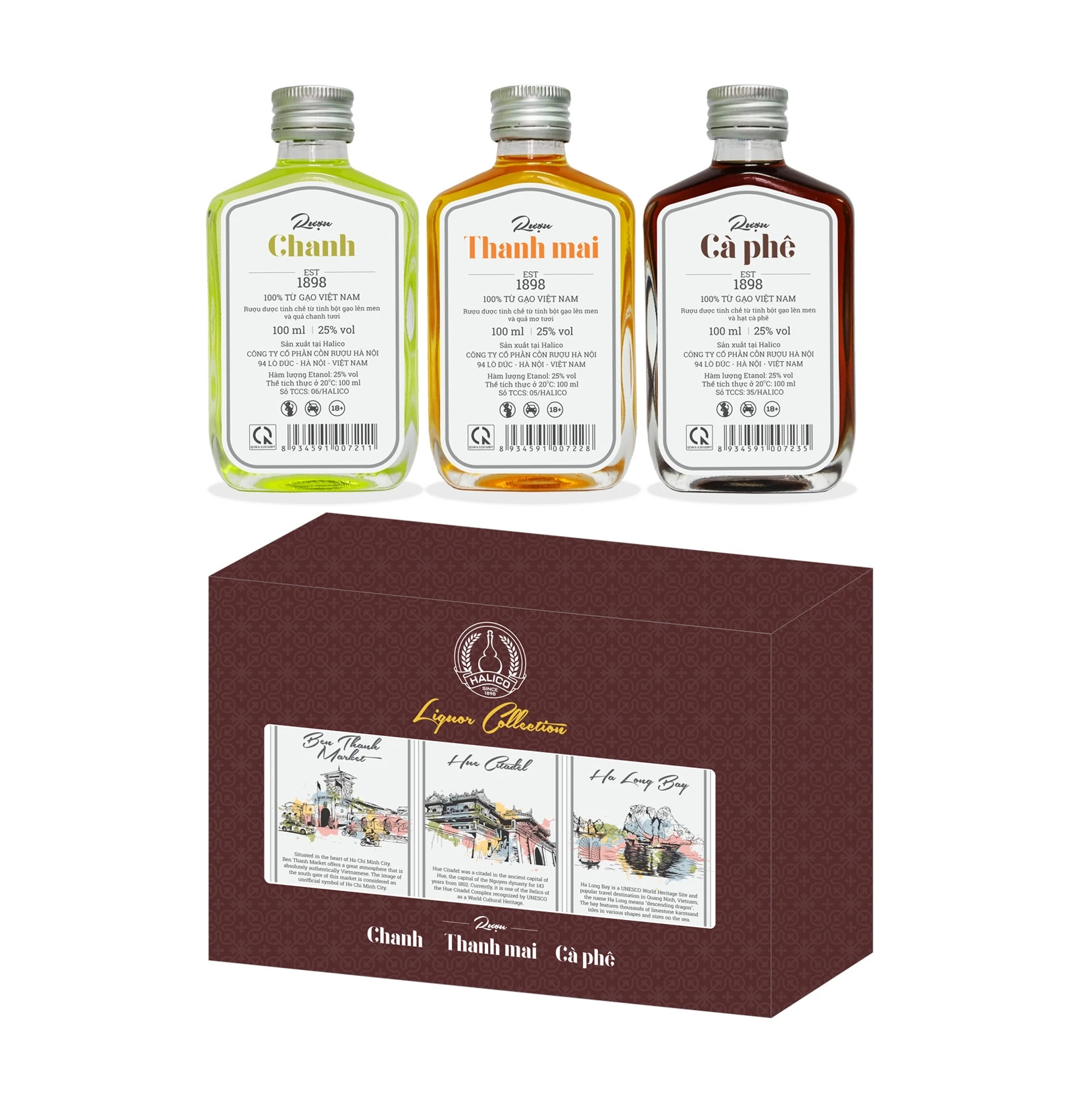 Halico Mini glass Liquor Collection 25%Vol 3x100ML gift sets for trial for sale
