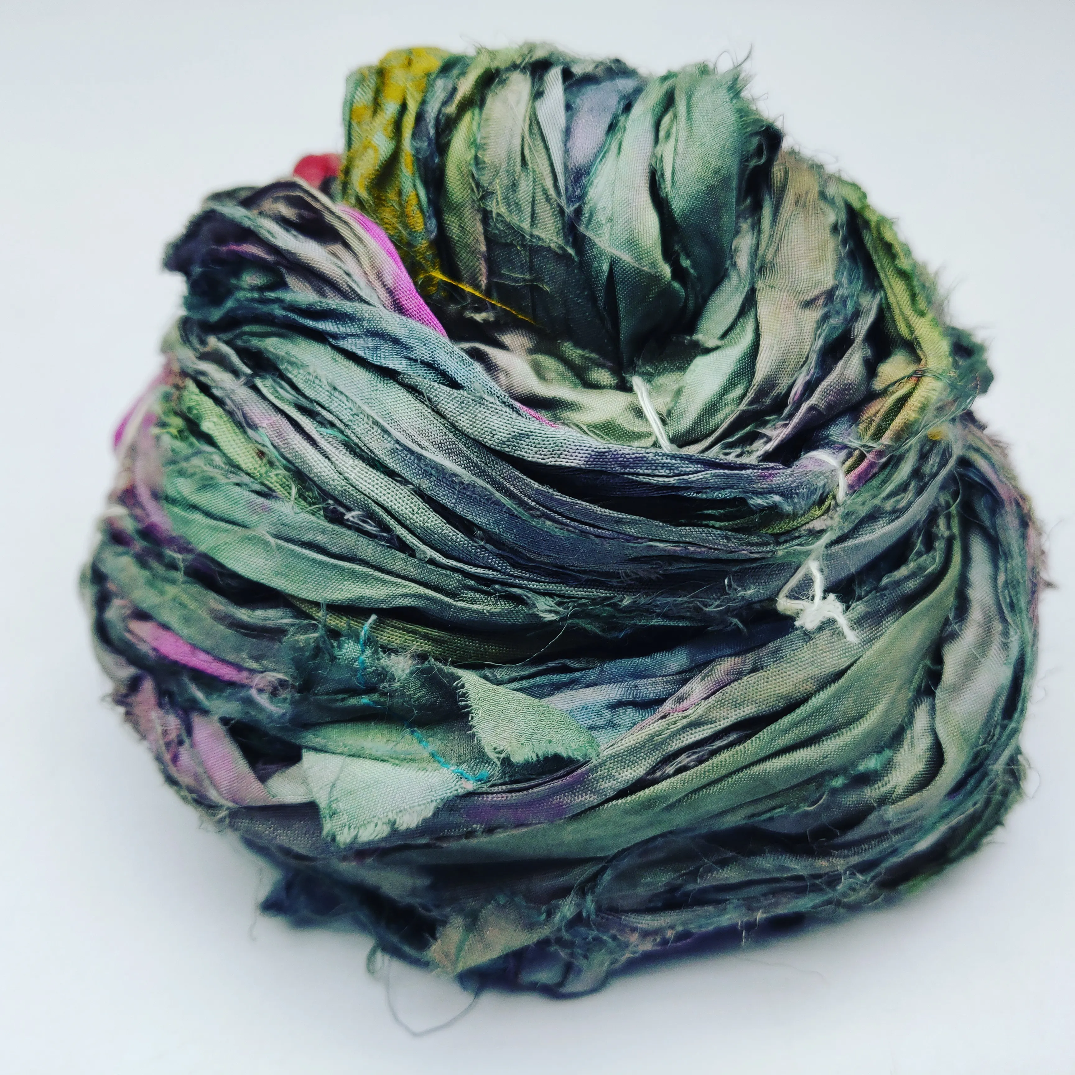 Recycle sari silk Ribbons sustainable eco-friendly hand torn silk strips and hand stitched to make long ribbon for gift wrapping