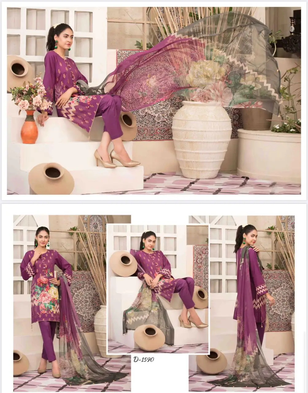Un-Stitched Cotail Lawn Suits 3 Piece for women