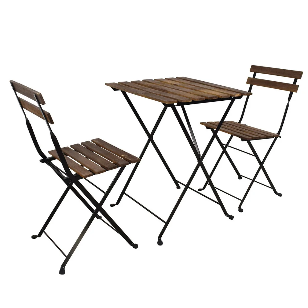 Outdoor bistro set coffee set tarno acacia steel frame made in vietnam cheap price balcony patio