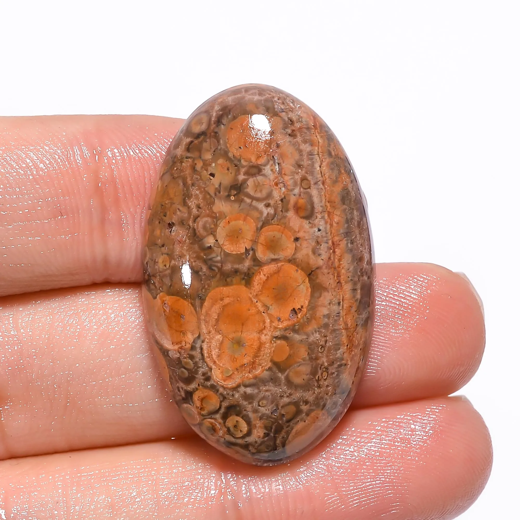 Buy Online 37.5 Carat Natural Poppy Jasper Free Size Cabochon Wholesale Price