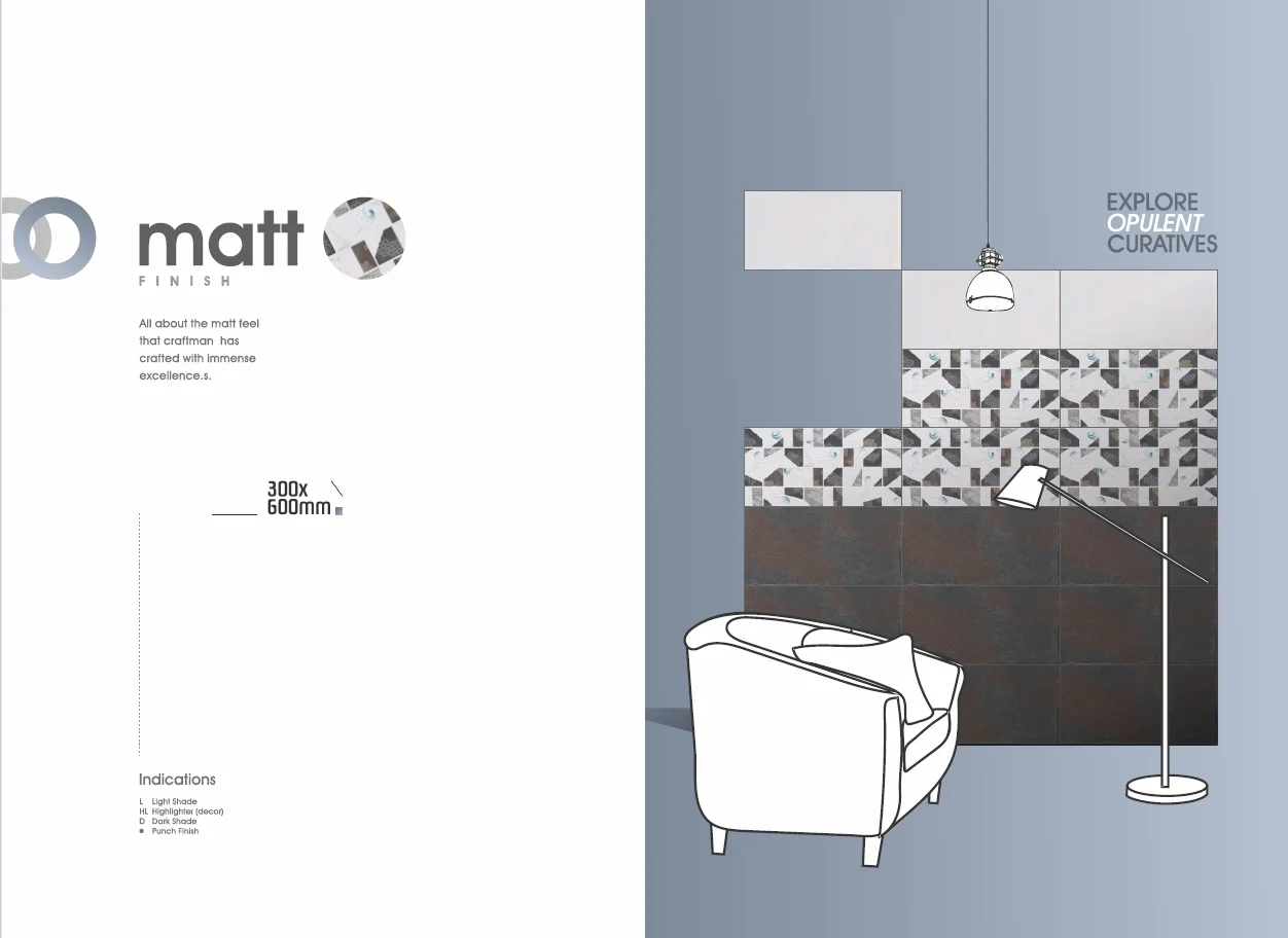 Exterior Elevation Ceramic Wall tiles Matt finish 30*60 cm Light Decor Dark combination 9 mm thickness 3D effect Made in India