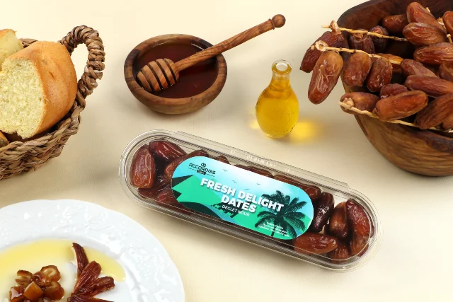 
Hight quality processed dates Deglet Noor safety locked trays 225gr 