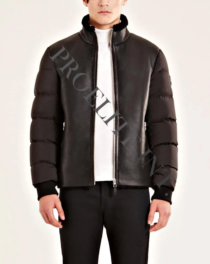 
Custom Puffer Genuine Leather Bomber Jacket 