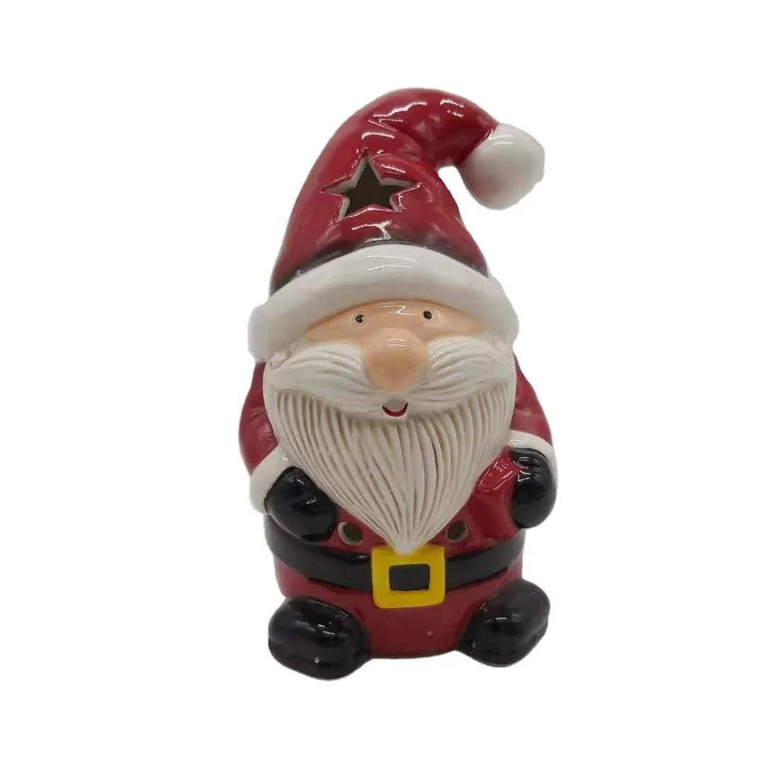 
decorative ceramic Christmas santa with led light 2022 