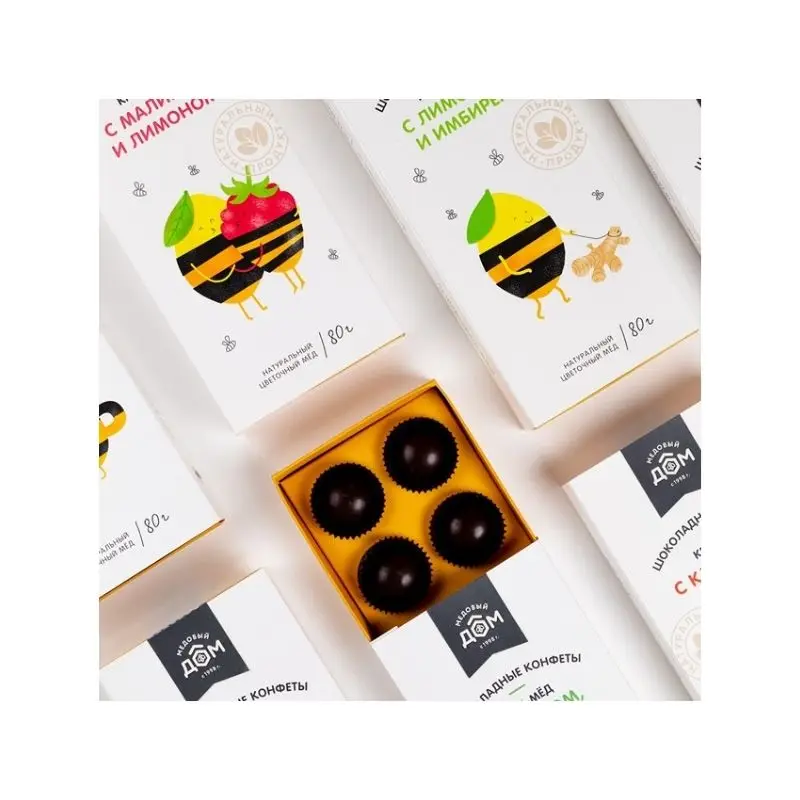 
Chocolate sweets with cream-honey lemon-ginger chocolate candy 