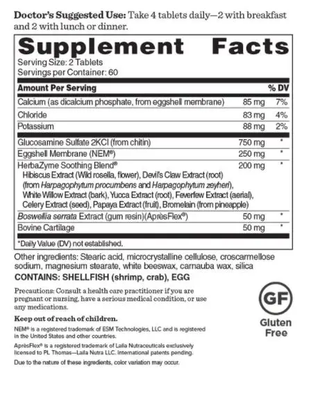  Д-р whitakers суставов и костей предметов первой необходимости совместный сброс добавка 120 капсулы с 30-ти дневной питания