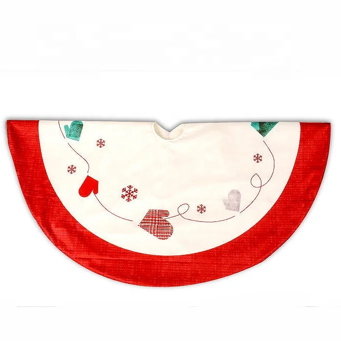 Xmas Decor Festive Christmas Supply Christmas Tree Skirt with Round Trim Snowflake Gloves Classic Tree Skirt Blanket