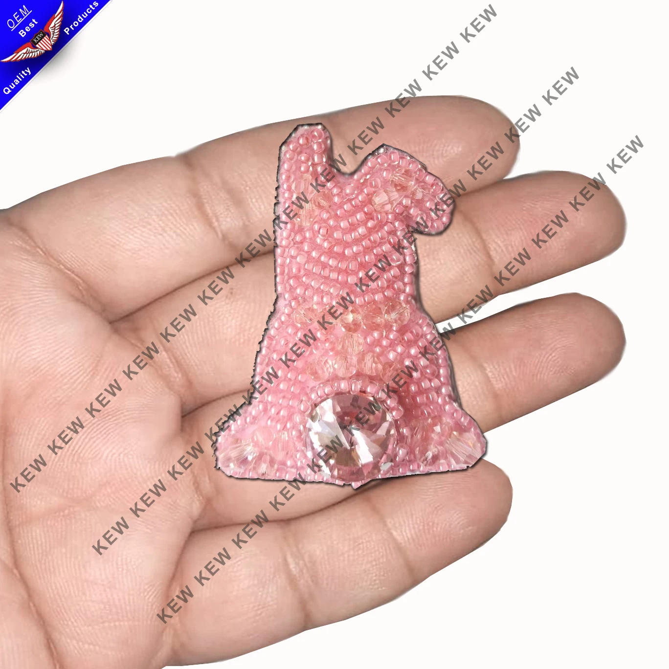custom embroidery Beaded brooch bunny custom embroidery patch for garment  brooches handmade party wedding USA UK Europe