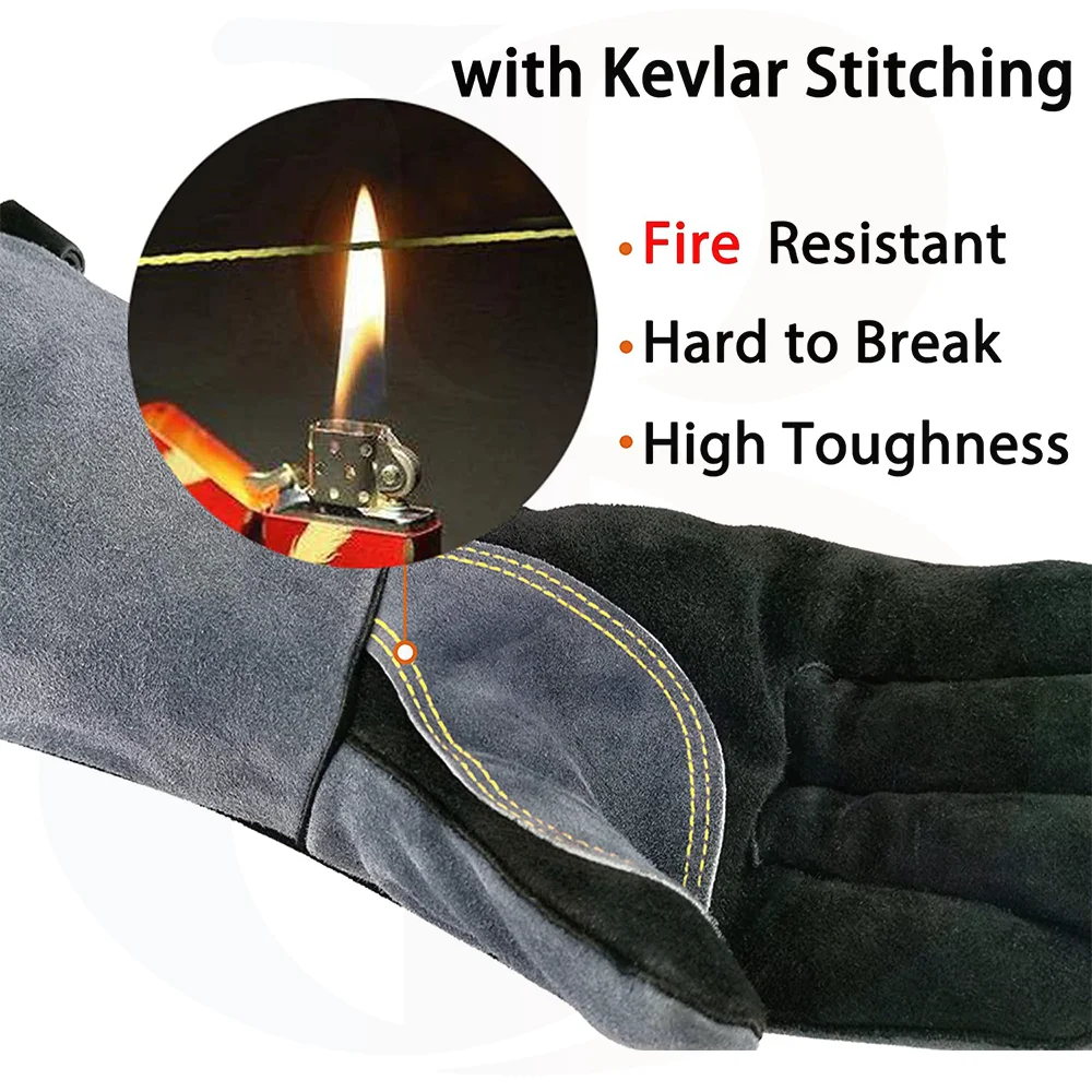  Кожаные сварочные перчатки с кевларовым швом жаростойкие тяжелые Duty16 дюймовые защитные для камина индивидуальные PK