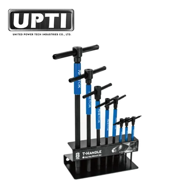 Taiwan Made High Quality Professional 8 pcs Metric T-Handle HETOK Hex Allen Key Wrench Set with Storage Rack