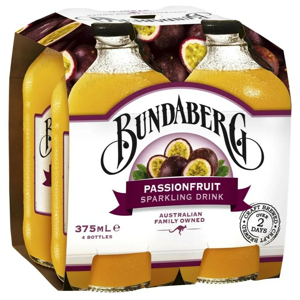 High premium Bundaberg passionfruit exotic soft drink 4x375ml