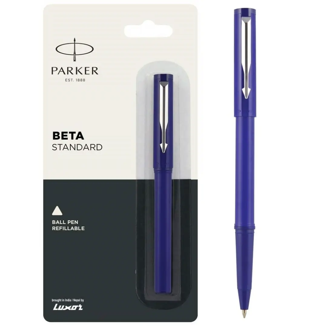 Шариковые ручки beta standard chrome trim blue color plastic body parker с индивидуальным логотипом Рекламные