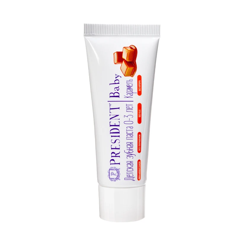 Toothpaste PRESIDENT Baby 0-3 Caramel (25 RDA) w/o fluoride 30 ml healthcare products distributor required