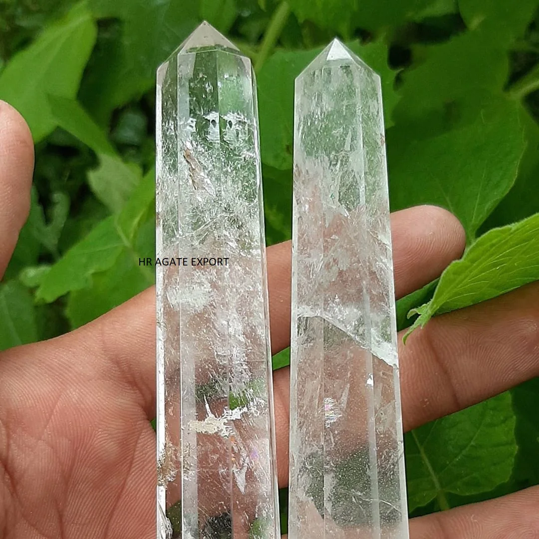 Wholesale Natural Crystal Clear Quartz Healing 8 Side Tower Point Obelisk For Sale
