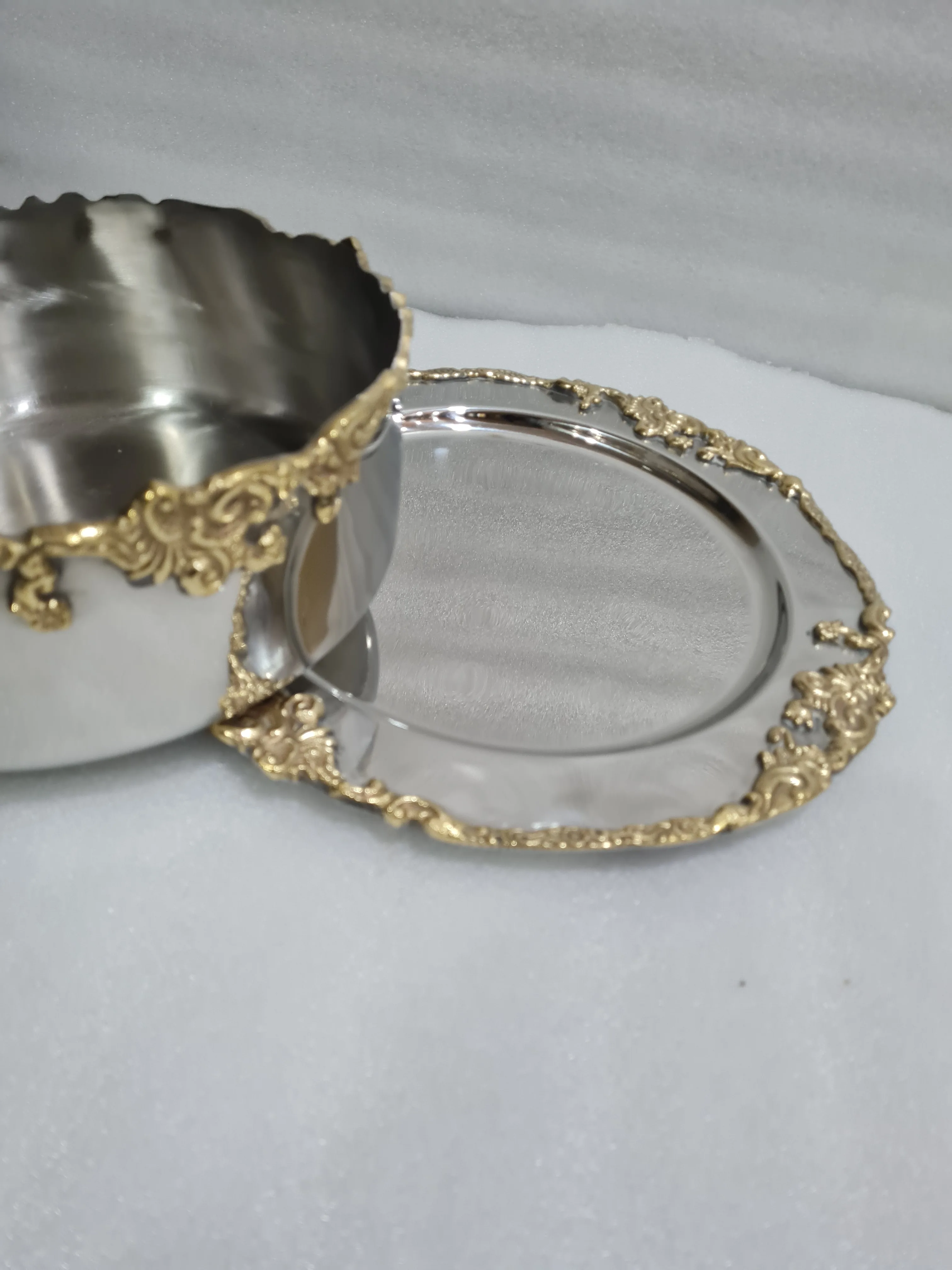 Aluminium Chocolate Bowl With Plate Round Shape Nickel Polished Chocolate Bowl For Sale