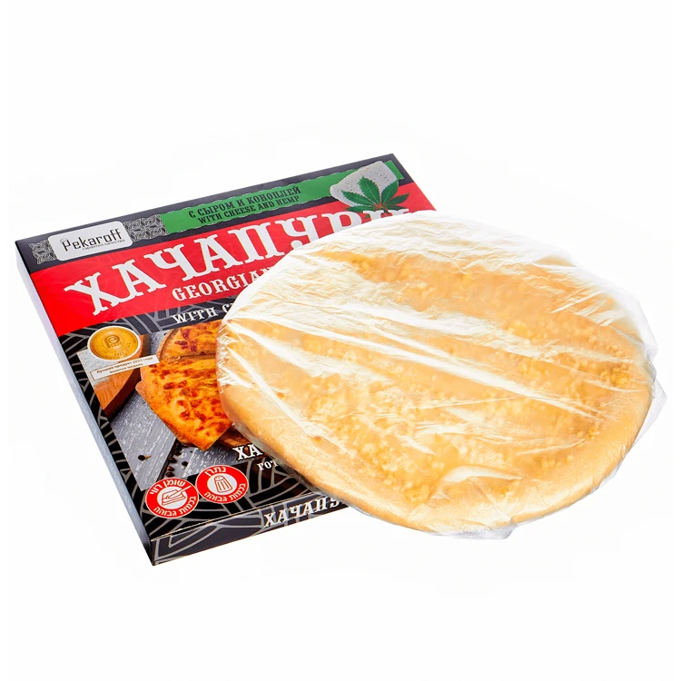 Delicate pastries frozen pie with a lot of delicate cheese filling suluguni ready for use in a heated form, pie