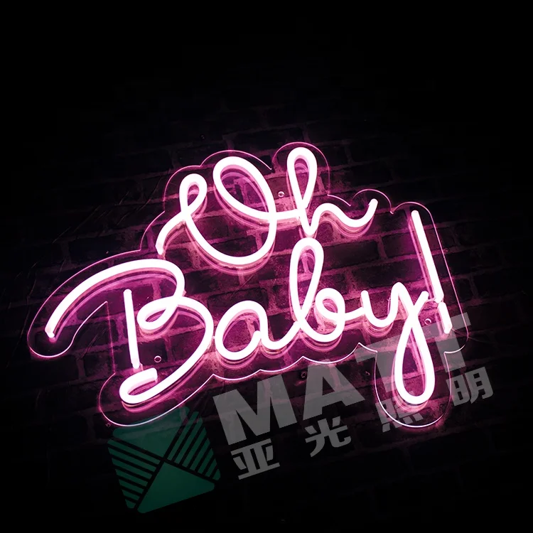 
Custom Led Neon Sign Matt Wedding Custom Name Silicone Neon Sign Letters Oh Baby NEON Light CAR Event & Party Office Shops PVC 