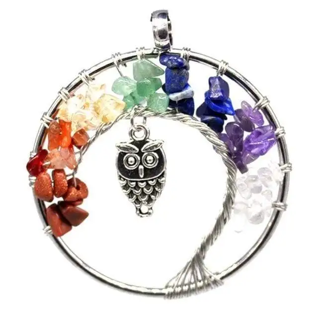 Tree of Life Pendants : 7 Chakra Tree Of Life Pendant Necklace Copper Natural Stone Necklace Women