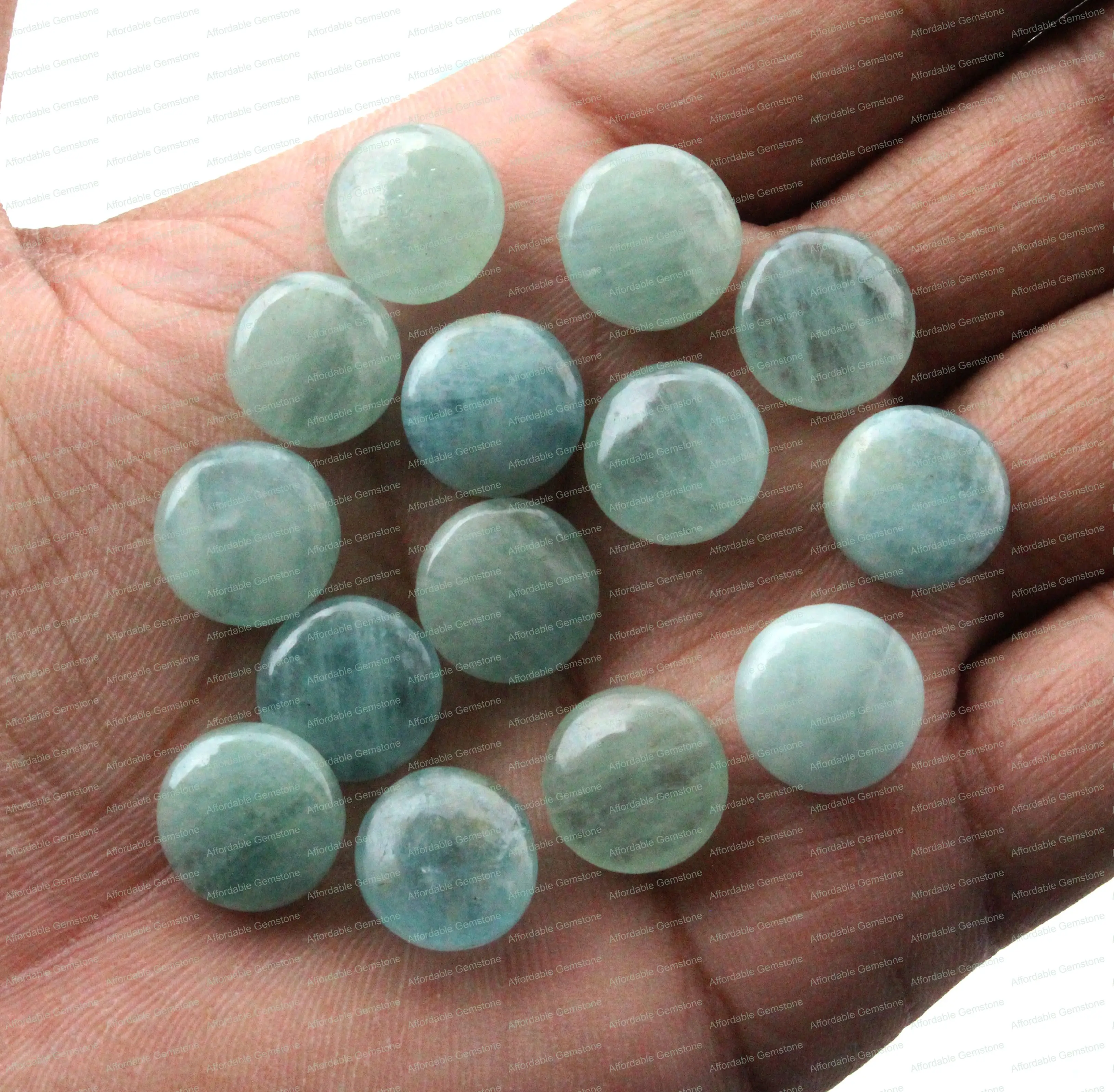 Natural Aquamarine Loose Cabochon Top Drilled Gemstone Handmade Stone Round shape Jewelry making stone Size 12MM