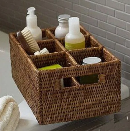 Самый продаваемый набор корзин для хранения и органайзера ванной из натурального ротанга всех форм размеров цветов