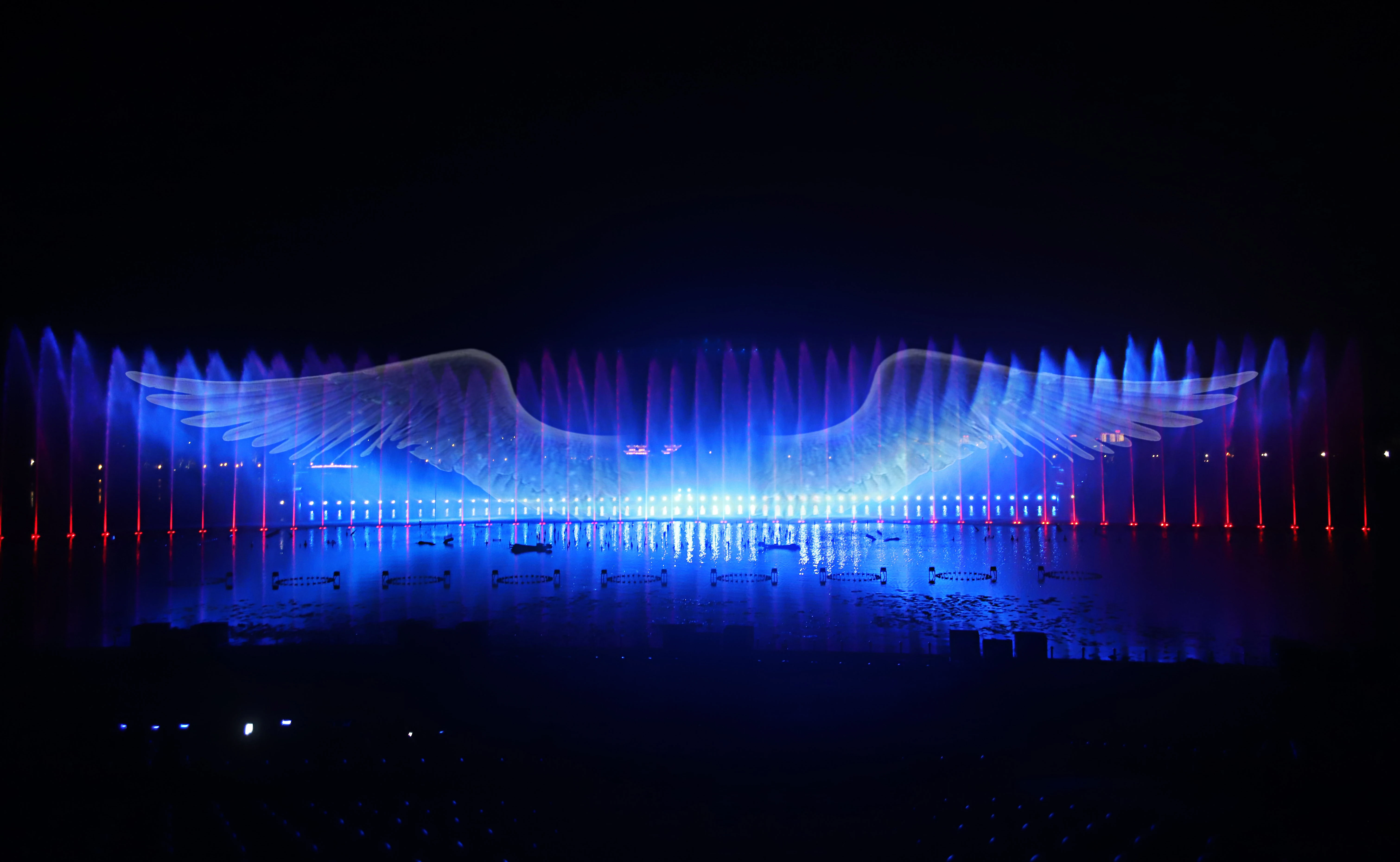 New Creation Dancing Music Water Fountain Show with laser beam light and artificial fog effects 2022 Outdoor large media show