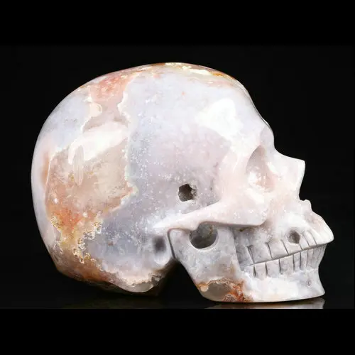 Mr Skull  Quartz Crystals Wholesale 5 inches Sakura Agate Skulls Large Natural Crystal Carvings