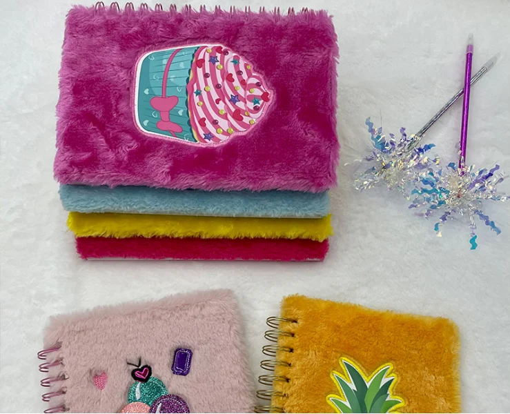 
Fuzzy Plush Diary Journal for Girls Creatives fruit Plush Girls Journal watermelon notebook A5 
