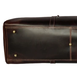 Drop Shipping Customize Overnight Waterproof Extra Large-capacity Dark Brown Top Grain Leather Luggage Travel Duffle Bag Men