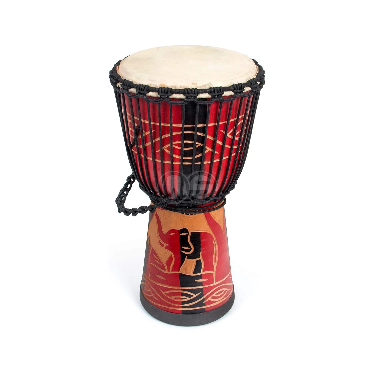 African Drum Djembe, Bon-go Congo Drum Hand-Carved 9.5' x 20' Mahogany Goatskin Drumhead for Kids Adults Beginners (Red)