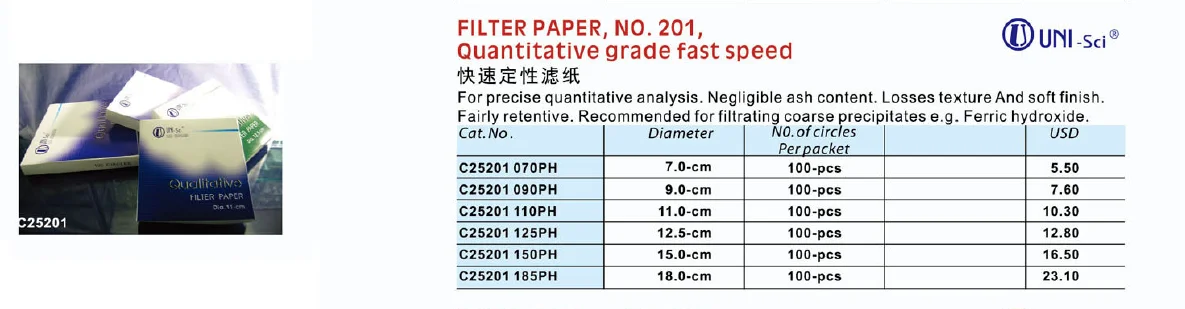 Quantitative Fast Speed Circle Dia 70 mm Filter Paper
