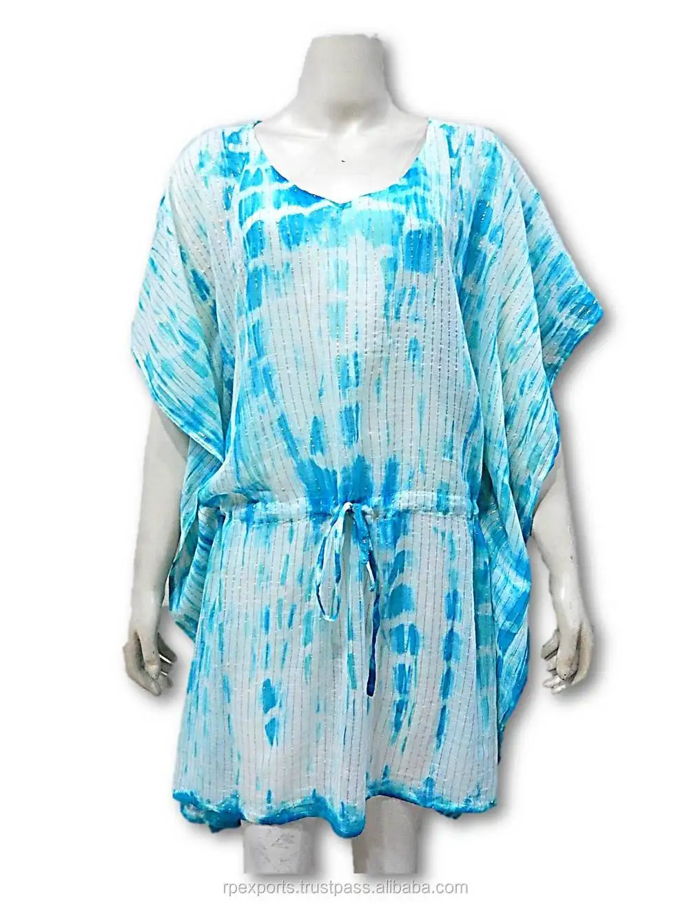Woven Beach Swimsuit Cover up V-neck Dress Caftan Caftan Latest 2024 Tie Dye Cotton Dress for Women Swimwear Beachwear