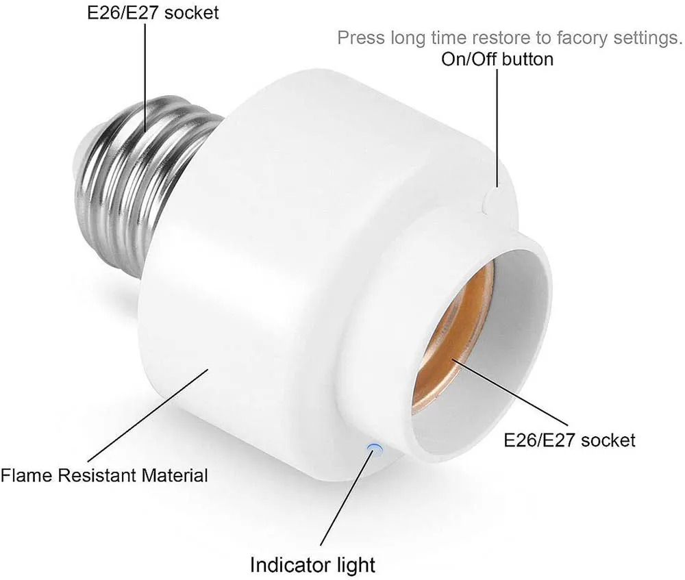 
WiFi Smart Light Base for Smart Life Tuya APP Remote Control E26 E27 Bulb Socket Work with Alexa Home IFTTT 