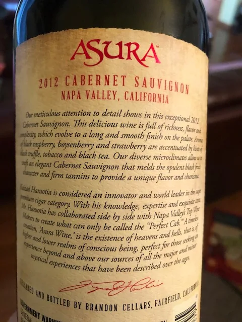  Уникальный вкус и харизма 2012 Асура Cabernet Sauvignon культовое вино Napa Valley