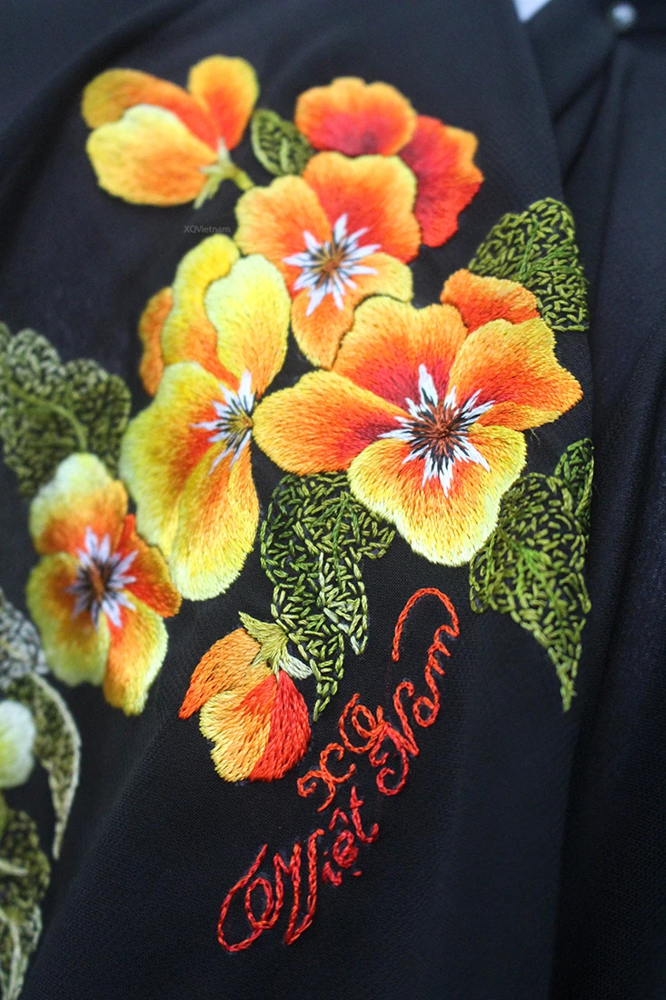 Высококачественные Аксессуары для ручной вышивки нового дизайна длинный шарф Анютины на черной прозрачной ткани