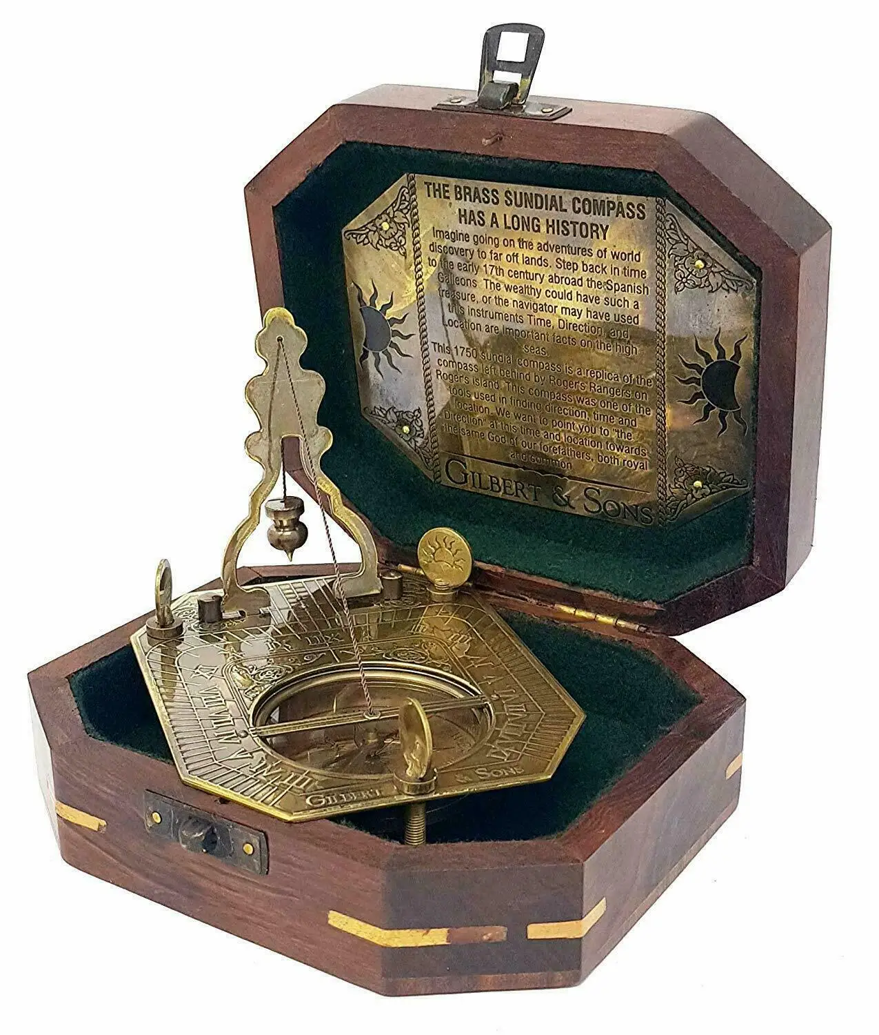 Маятниковый компас sundial 5 дюймов латунь с деревянной коробкой подарок для домашнего декора