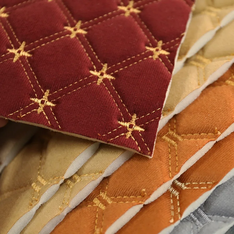 Embroidery Polyester Fabric with Foam and Nonwoven Backing  for Car Seat Cover