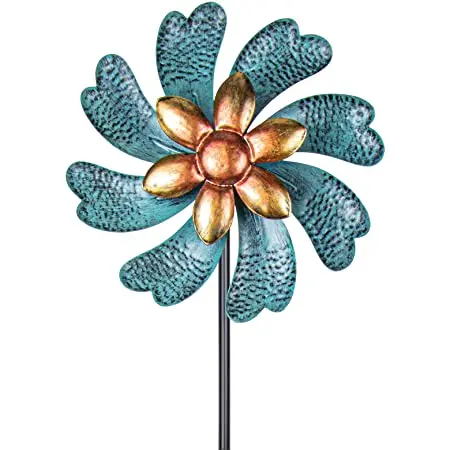 Garden Lighthouse Solar Light Metal Wind hand made spinner 75 Kinetic Pinwheel Yard Metallic Double hand made spinner Stake
