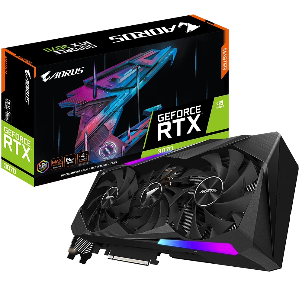 Видеокарта RTX 3070 для игр AORUS GeForce RTX 3070 MASTER 8G (rev. 1.01.1)