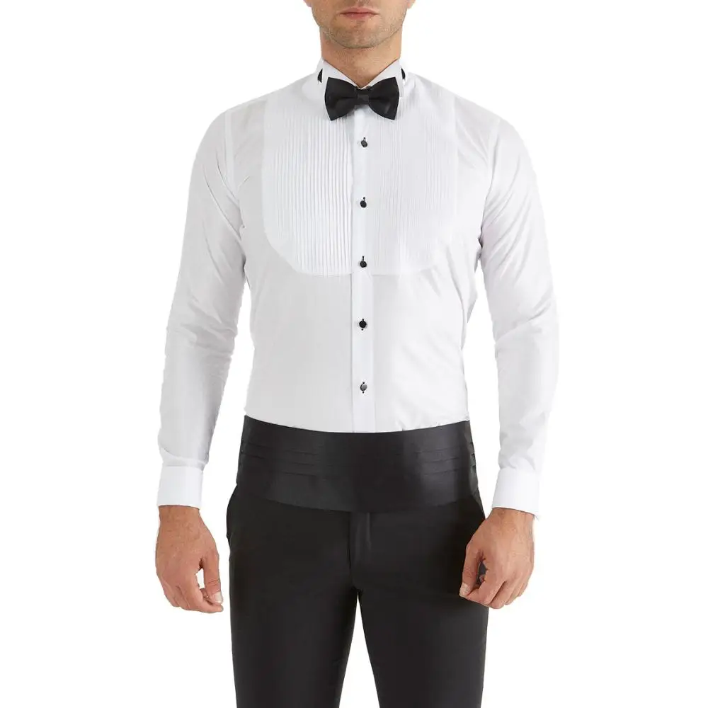 
Высококачественная свадебная хлопковая белая мужская рубашка для жениха с двойными манжетами, специальный дизайн для Toxedo 