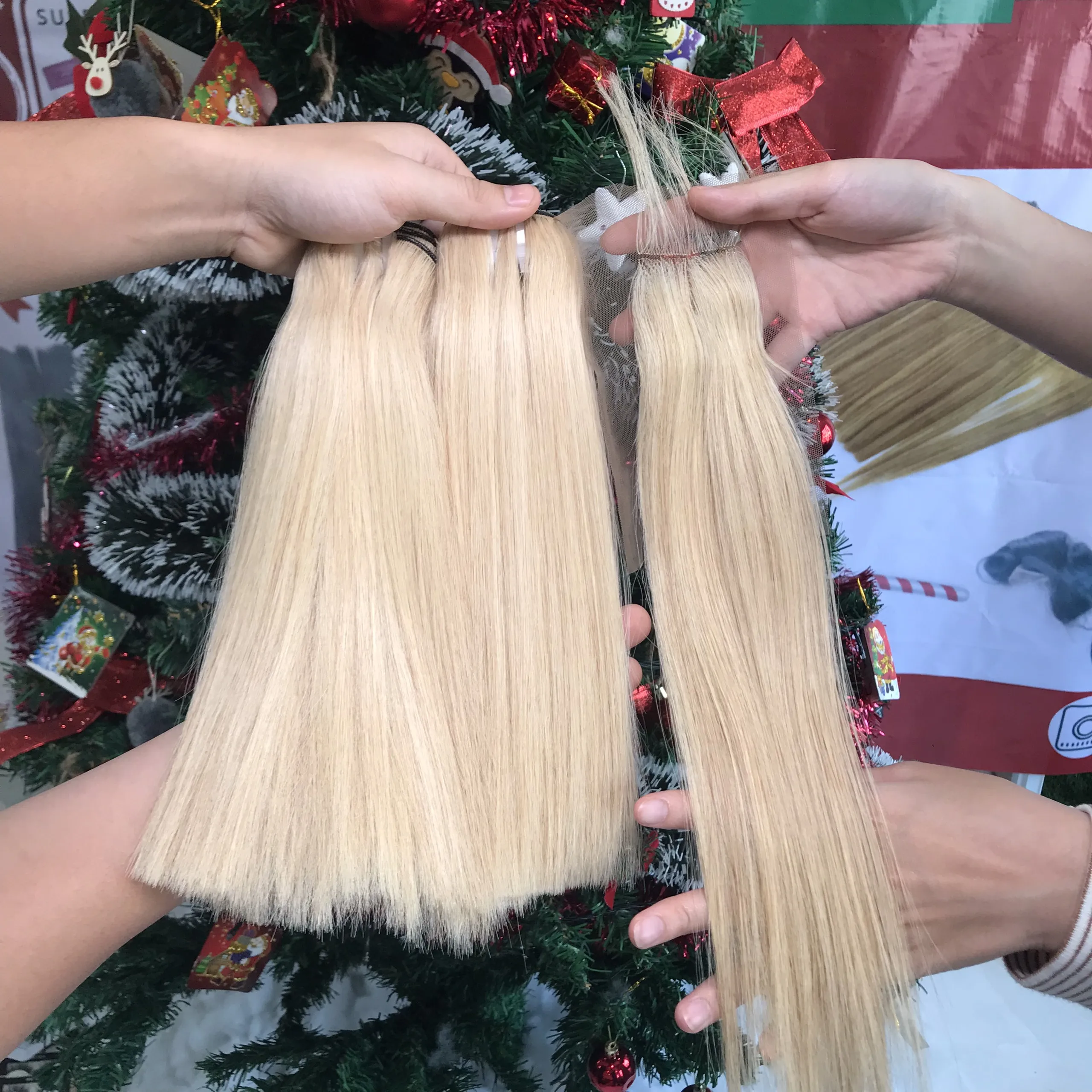 Прямые человеческие волосы для наращивания и сочетания волос с 100% выровненными кутикулами