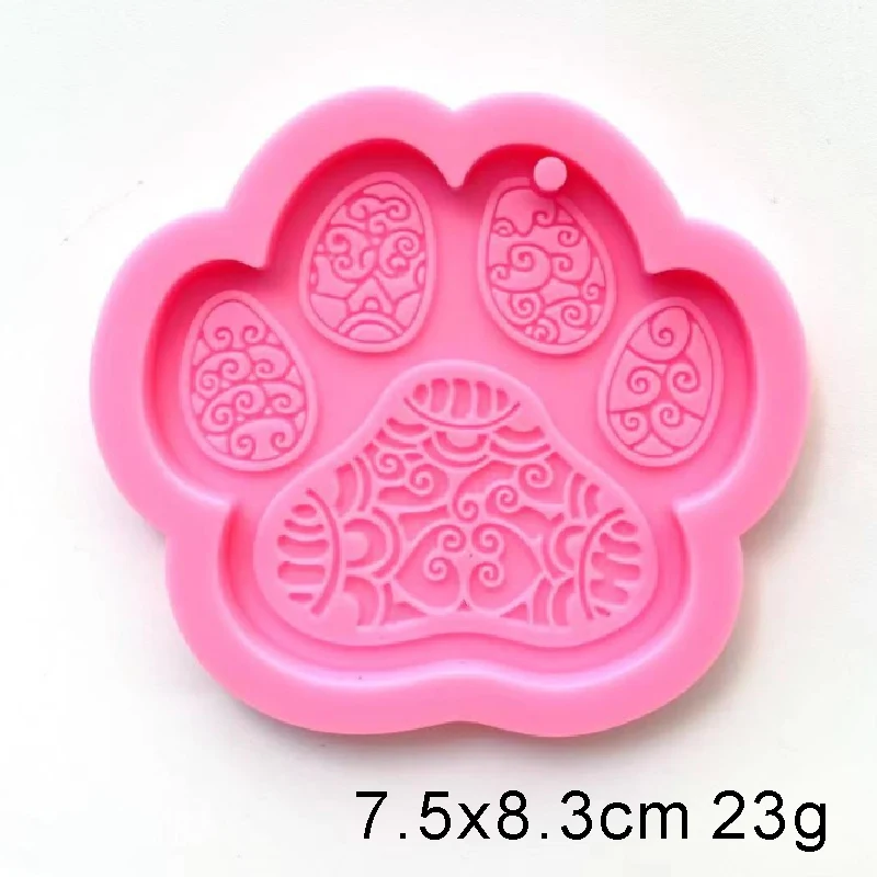 
New Love Bear paw molds for keychains DIY Dog foot epoxy model resin key keychains moulds silicone Shiny custom mold 